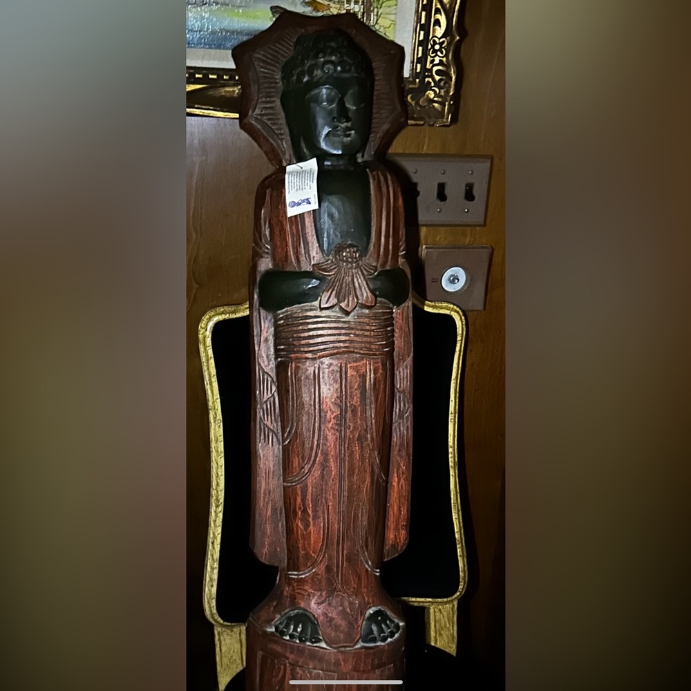 New Wood Carved Statute Full Length Figure from Bali 40 1/ Tall Hand Carved